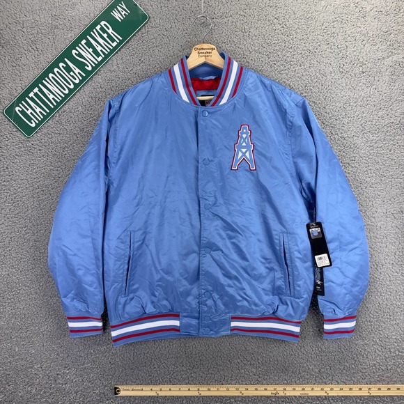 NFL Jackets Mens Medium Tennessee Huston Oilers Football Varsity Letterman Snap - Picture 1 of 11